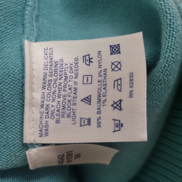 Lands' End Robin Egg Blue Short Sleeve Cotton Sweater Size MP 10/12 - Picture 5 of 5